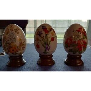 Vintage Avon Porcelain Eggs | Spring Autum Winter Original Box | Set of Three